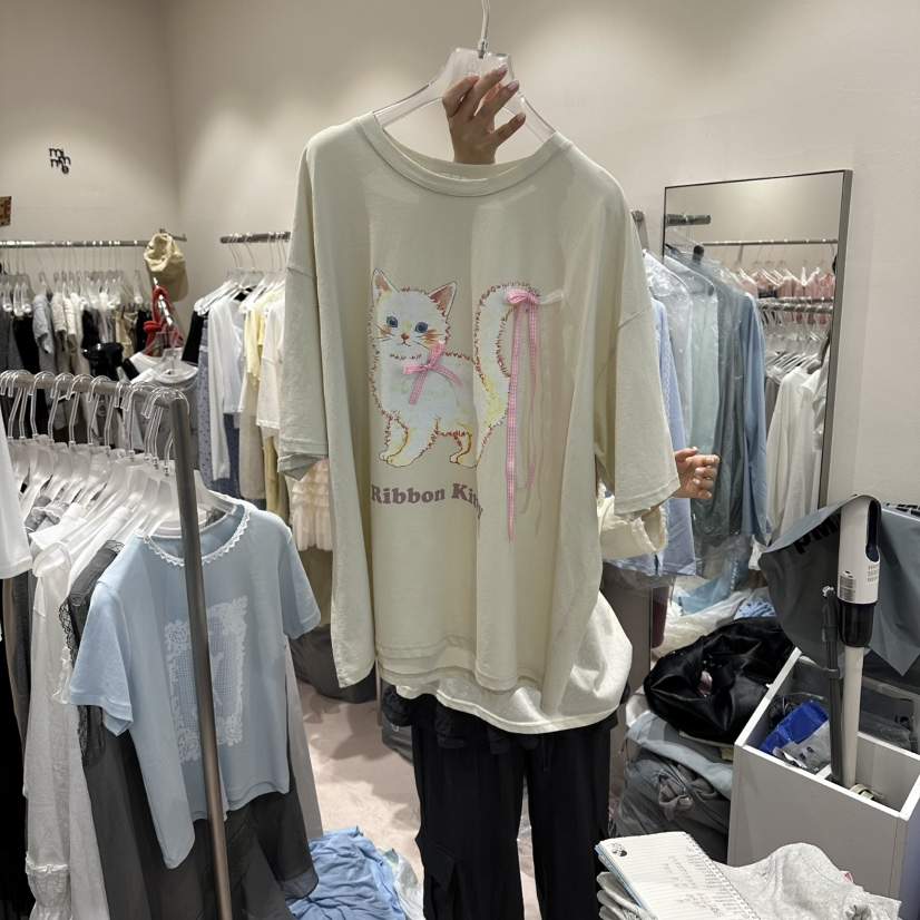 MIMME/LOOKK韓國東大門直郵女裝新款人氣26春夏休閑T恤格子MIMME/LOOKKT恤