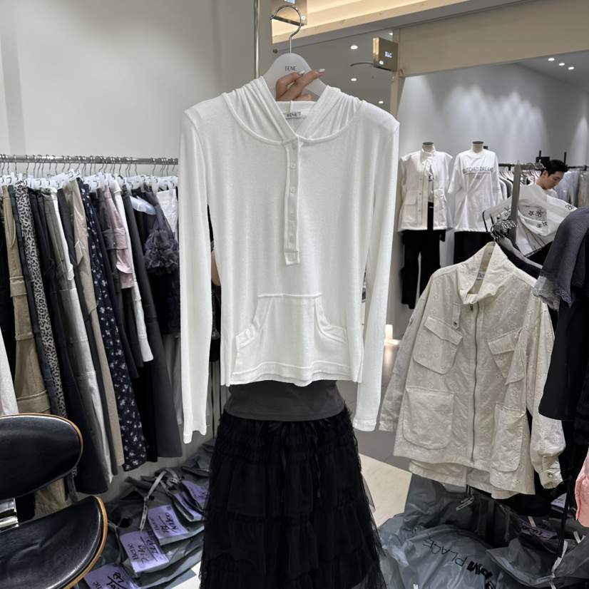 BENE韓國東大門直郵女裝新品人氣職業時尚推薦長袖T恤連帽衫BENE長袖T恤