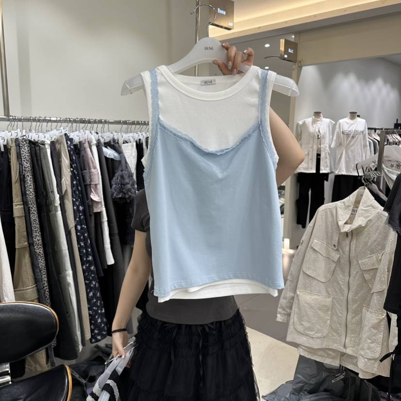 BENE韓國代購女士新款時尚推薦職業人氣熱賣吊帶背心假兩件BENE吊帶/背心