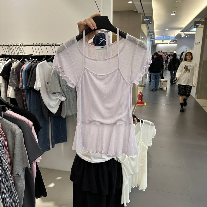 A.CES韓國代購女裝新品人氣26春夏休閑針織衫假兩件雙層A.CES針織衫