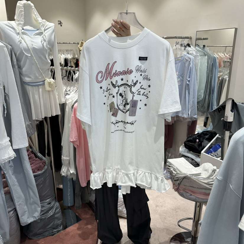 MIMME/LOOKK韓國東大門直郵女士新品人氣時尚26春夏T恤荷葉邊MIMME/LOOKKT恤