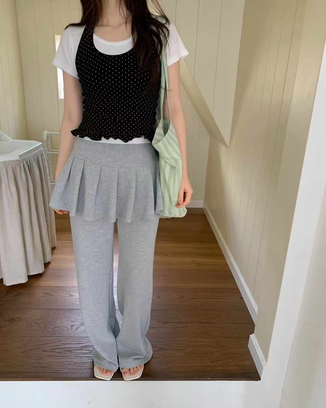 EZEDIARY韓國直郵女裝新品時尚人氣職業熱賣推薦裙褲褶裥EZEDIARY-2件起裙褲