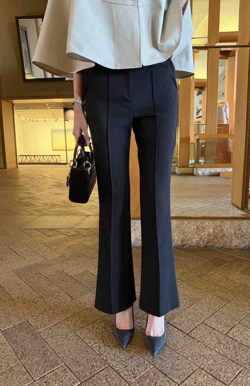 LAVIEU韓國直郵實拍女裝新款26春夏熱賣休閑褲修身喇叭褶裥LAVIEU休閑褲