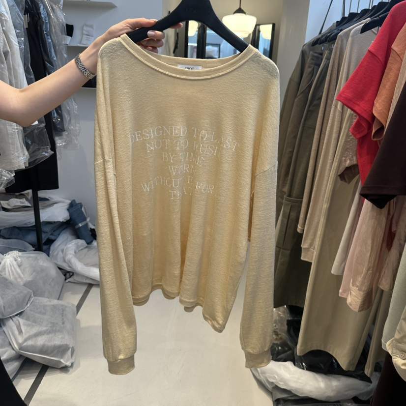 OSOO韓國東大門代購女裝新品熱賣休閑推薦26春夏長袖T恤亞麻OSOO長袖T恤