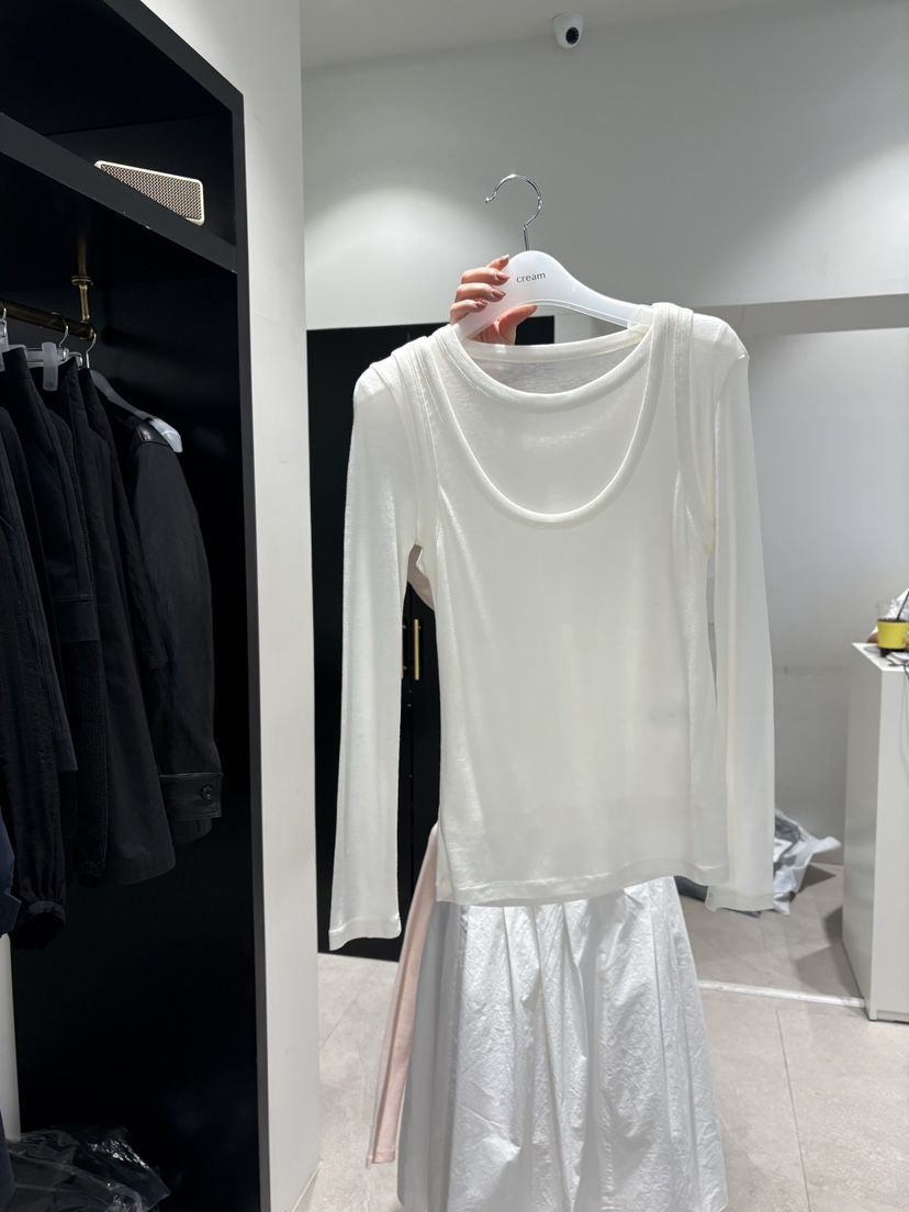 CREAM-P韓國東大門代購女士新款休閑熱賣職業長袖T恤假兩件CREAM-P長袖T恤