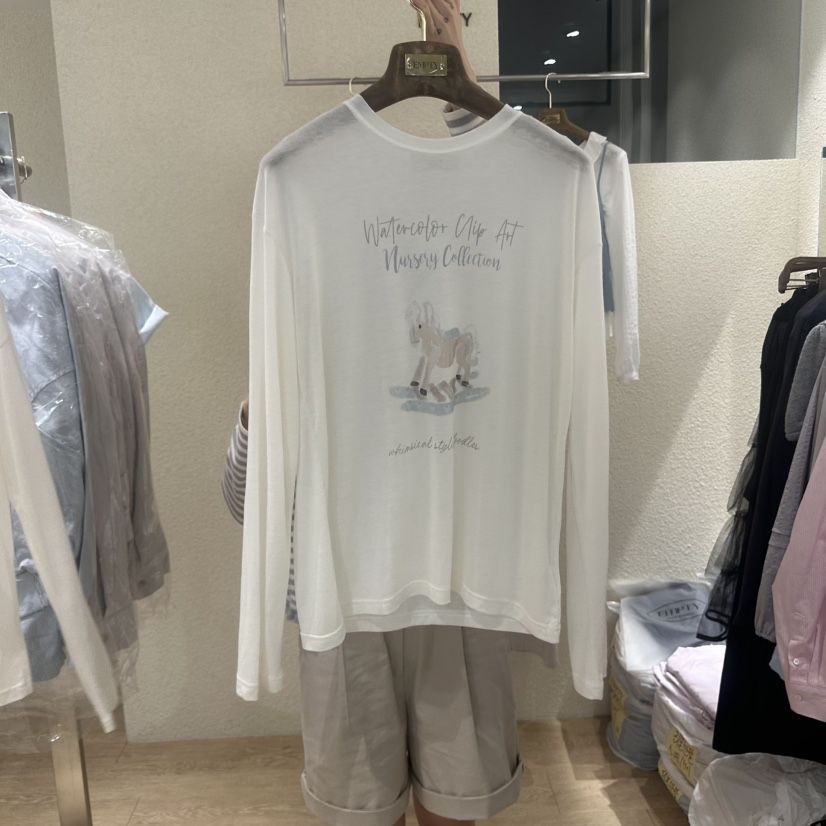 EMPTY韓國東大門代購女士新品26春夏熱賣推薦休閑長袖T恤EMPTY長袖T恤