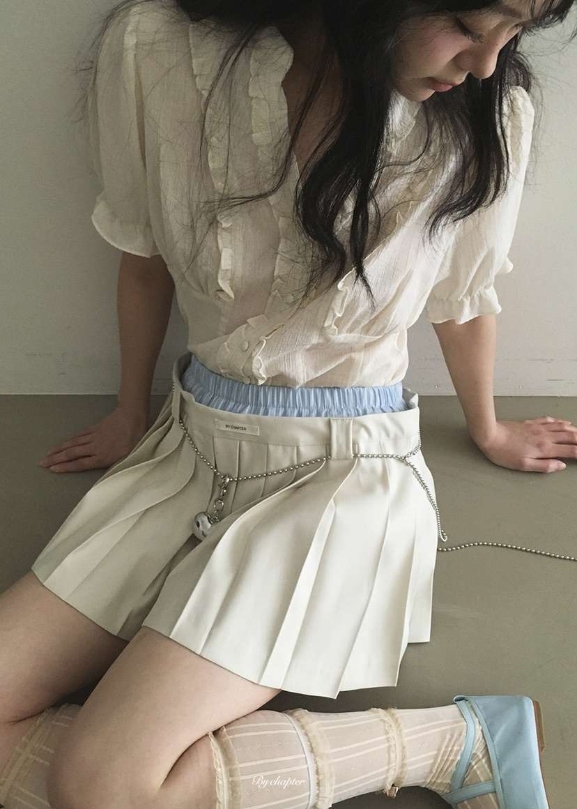 BY CHAPTER韓國東大門直郵女裝新款人氣休閑熱賣短裙褶裥BY Chapter短裙