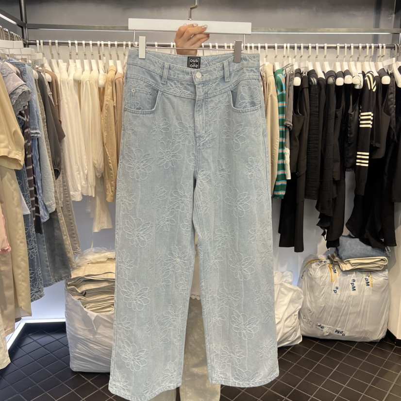 OUS/INCH-L韓國代購女裝新款時尚職業人氣26春夏休閑褲花朵OUS/INCH休閑褲