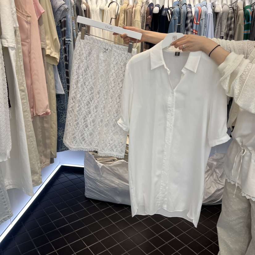 OUS/INCH-L韓國東大門直郵女裝新品推薦人氣套裝蕾絲亞麻OUS/INCH套裝