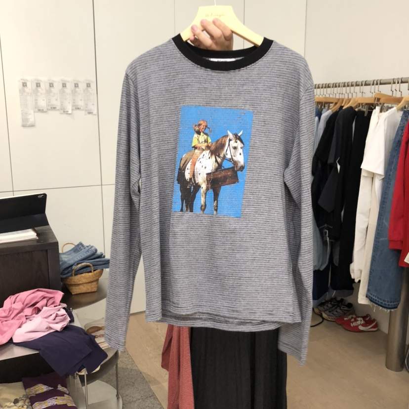 DOHWAJI韓國東大門直郵女士新款熱賣時尚26春夏長袖T恤條紋DOHWAJI長袖T恤