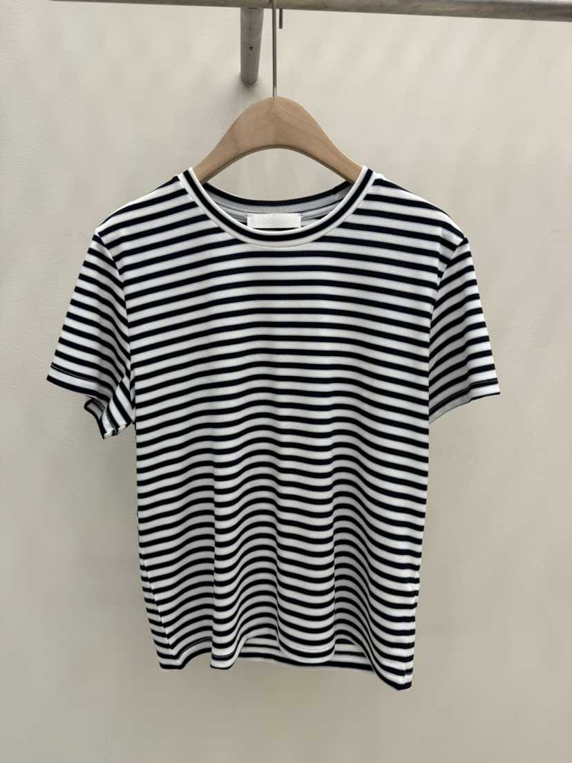 EOOB/LAMEREI韓國直郵實拍女士新款人氣26春夏T恤天絲條紋EOOB/LAMEREIT恤