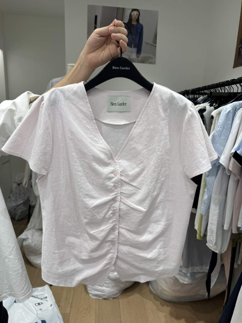 BIEN GARDER韓國代購女裝新款時尚人氣襯衫蕾絲衫亞麻布BIEN GARDER襯衫/蕾絲衫