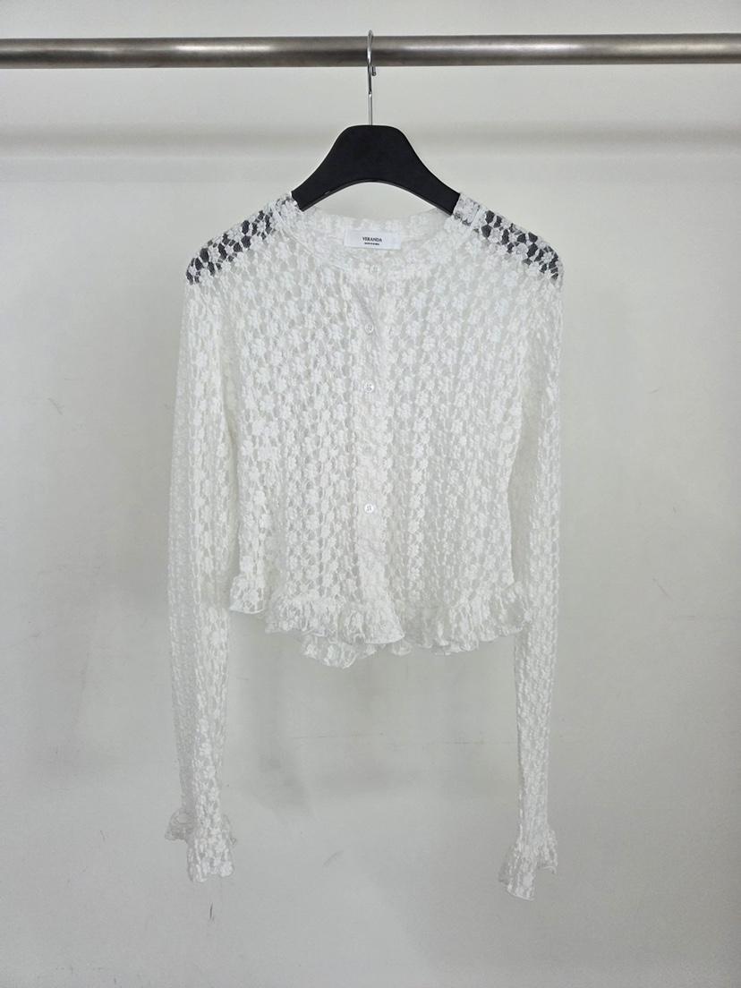 VERANDA韓國直郵女裝新款休閑真品時尚推薦襯衫蕾絲衫蕾絲花VERANDA襯衫/蕾絲衫