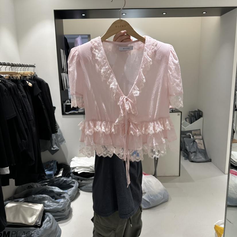 BEENS韓國直郵實拍女士新款26春夏時尚職業推薦襯衫蕾絲衫BEENS襯衫/蕾絲衫
