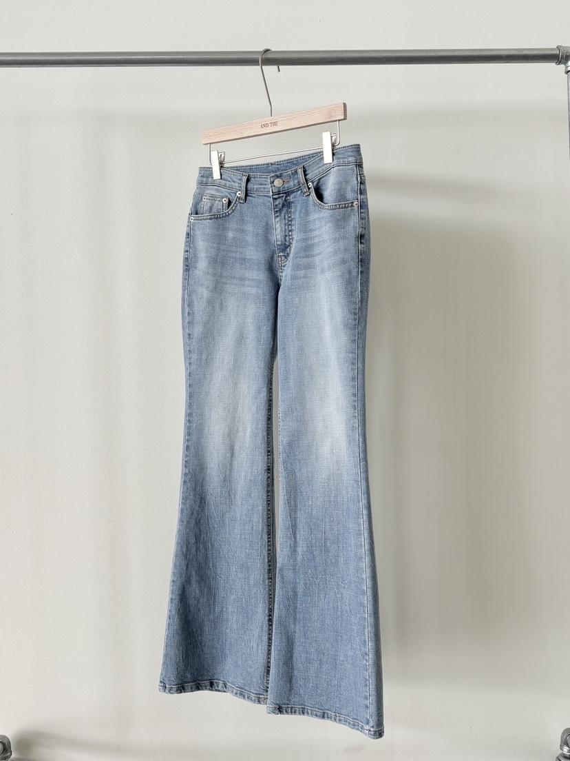 AND THE韓國東大門代購女裝新款休閑人氣牛仔褲口袋磨毛AND THE牛仔褲
