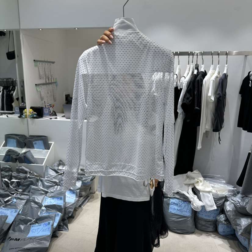 RICH SISTER韓國直郵女士新款熱賣襯衫蕾絲衫荷葉邊透明RICH SISTER襯衫/蕾絲衫