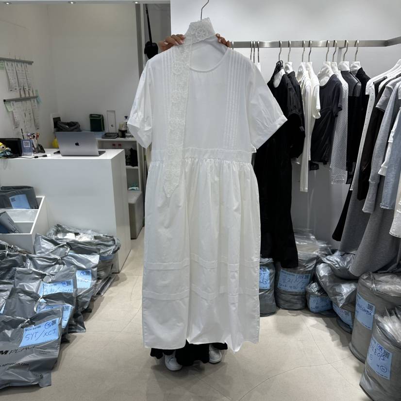 RICH SISTER韓國直郵實拍女士新款26春夏連衣裙褶裥長款RICH SISTER連衣裙