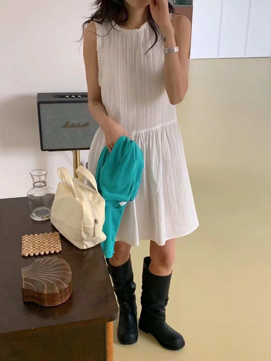 BEAGLE韓國代購女士新品休閑推薦時尚職業連衣裙蕾絲雙面BEAGLE連衣裙