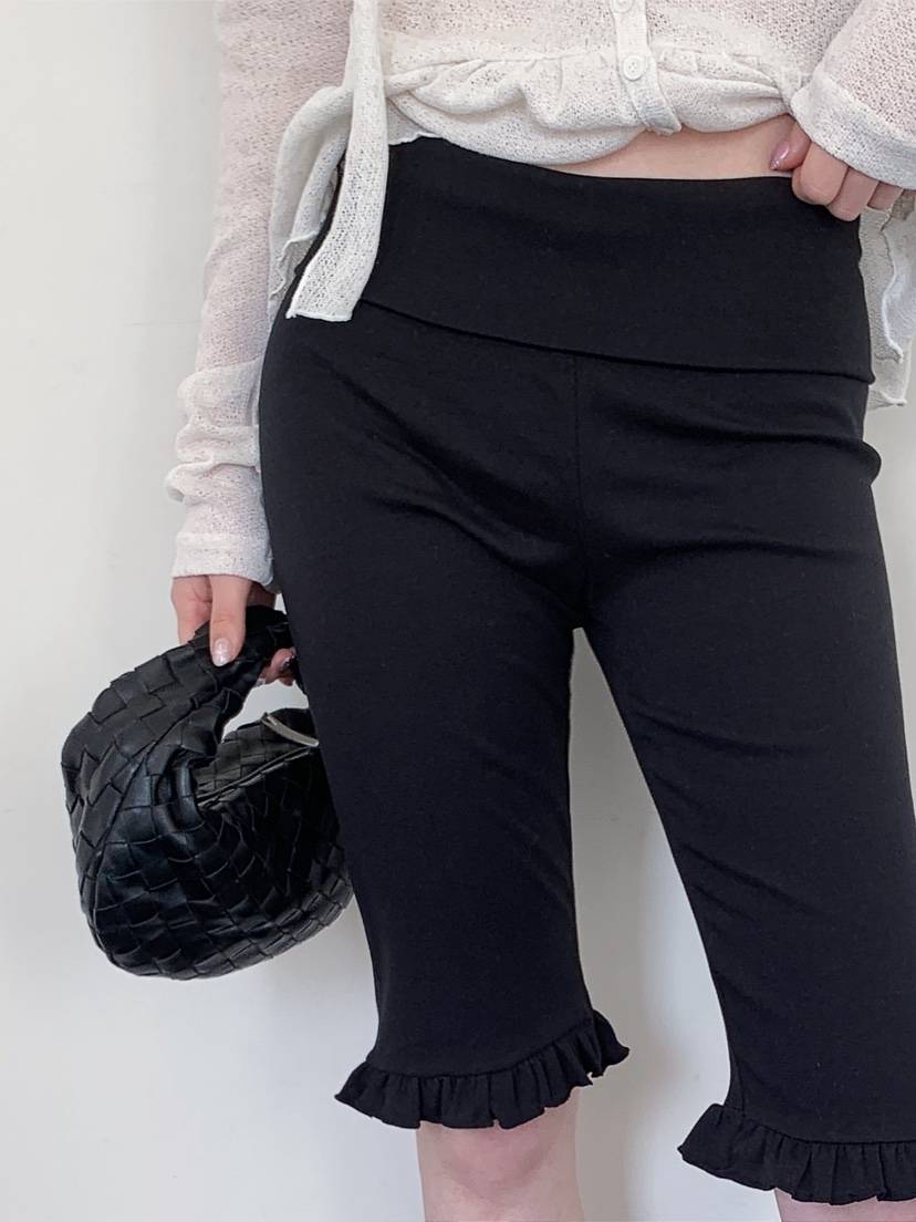 I MFACT韓國代購女士新品休閑26春夏打底褲鯊魚褲荷葉邊I MFACT打底褲/鯊魚褲