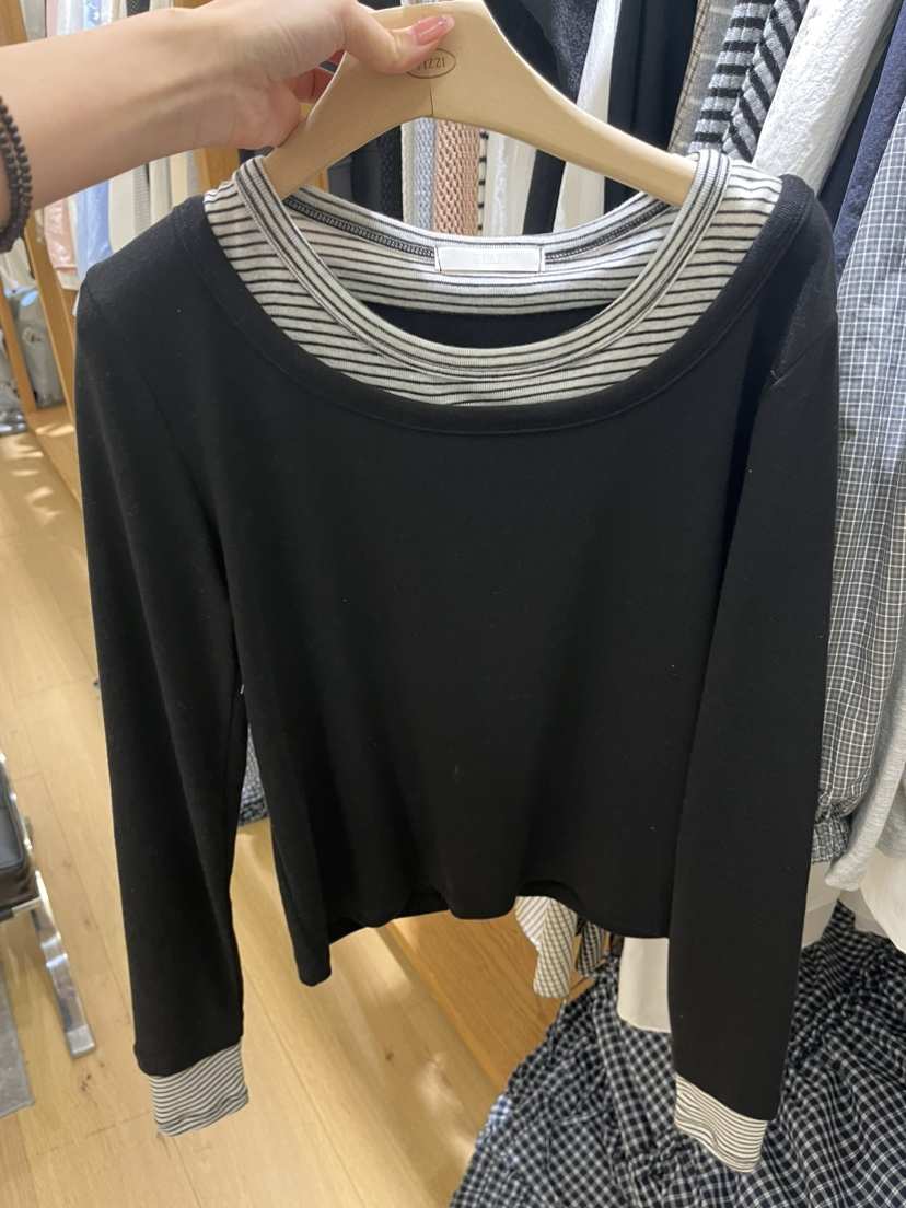 TIZZI韓國直郵女裝新款26春夏時尚熱賣職業長袖T恤假兩件TIZZI長袖T恤