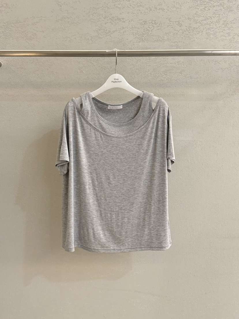 PLAYBUTTON-P韓國東大門直郵女士新品時尚職業T恤假兩件PLAYBUTTONT恤