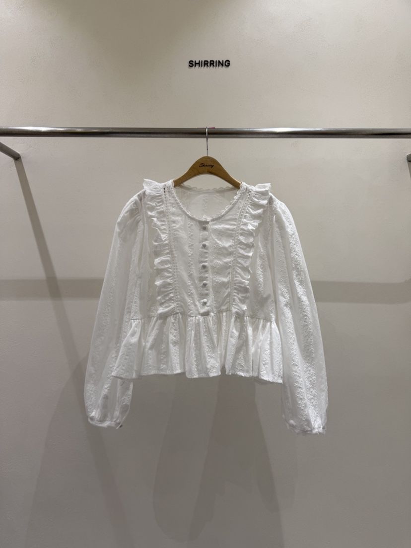 SHIRRING韓國東大門直郵女裝新品休閑職業推薦襯衫蕾絲衫SHIRRING襯衫/蕾絲衫