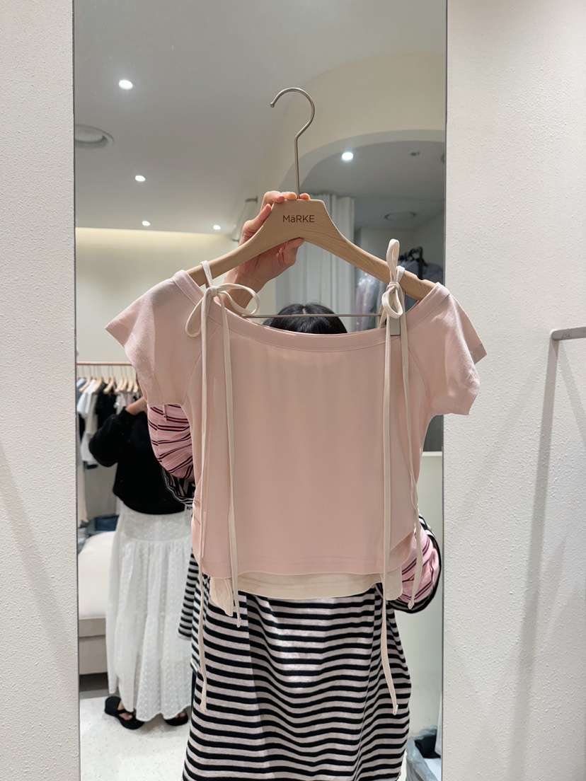 MARKE-P韓國東大門代購女裝新品職業26春夏T恤不對稱假兩件MARKE-PT恤