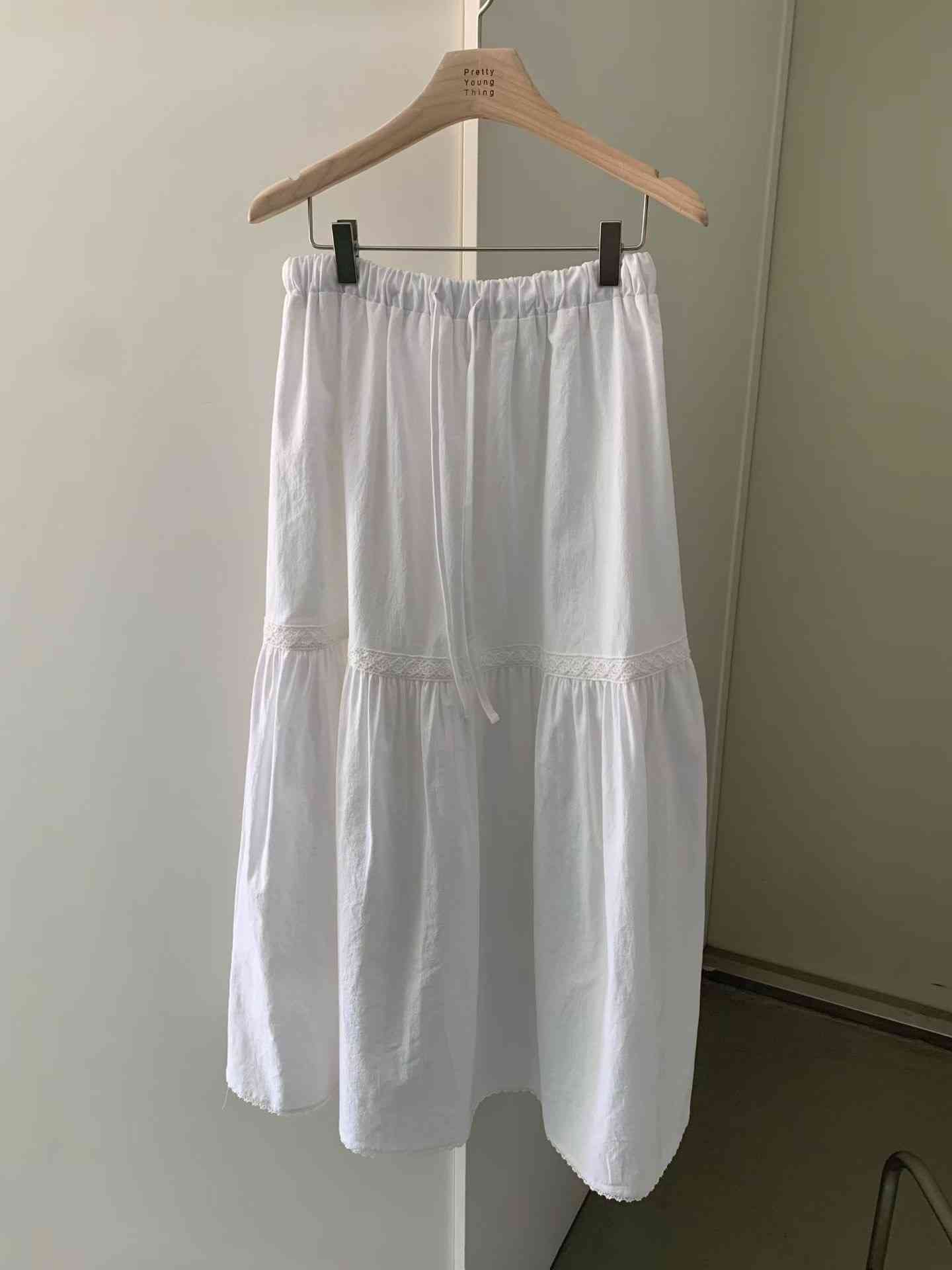 PYT-ot東大門實拍女裝新品26春夏職業休閑熱賣長裙棉質蕾絲pretty young thing長裙