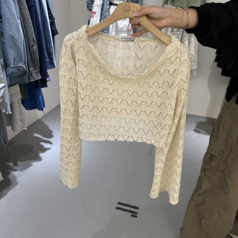 VAULT韓國代購女裝新款休閑時尚26春夏人氣針織衫短款針織VAULT針織衫