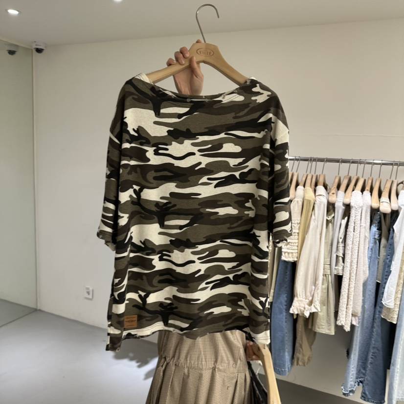 VAULT韓國代購女士新品人氣職業熱賣休閑推薦26春夏T恤迷彩VAULTT恤