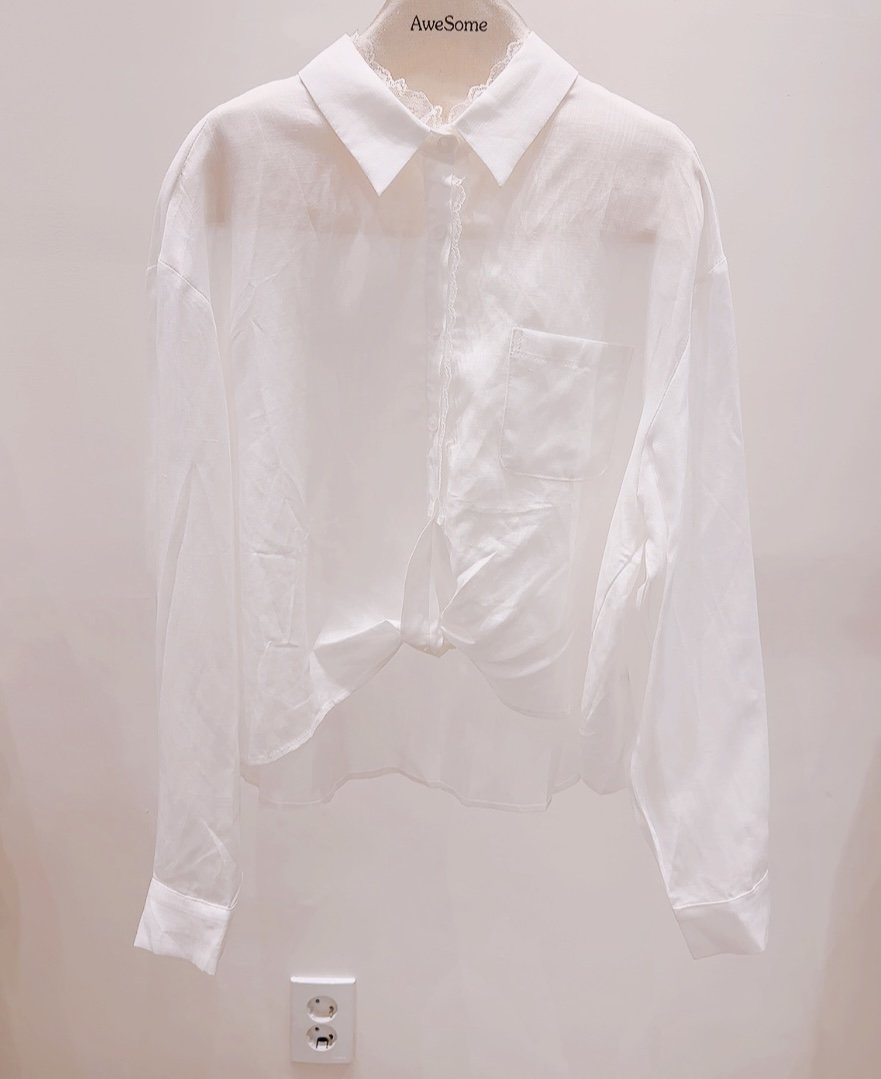 AWESOME-P韓國東大門代購女士新款休閑時尚襯衫蕾絲衫亞麻AWESOME-P襯衫/蕾絲衫