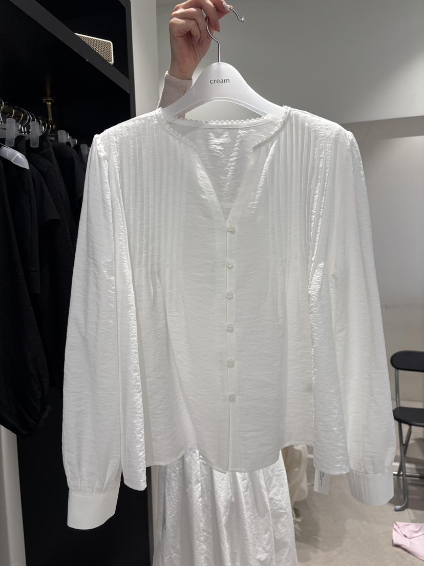 CREAM-P韓國東大門直郵女士新品26春夏人氣襯衫蕾絲衫褶裥CREAM-P襯衫/蕾絲衫