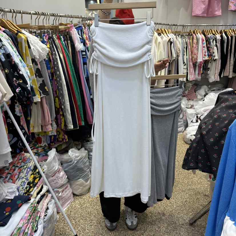 HAPPYBERRY韓國直郵實拍女裝新款休閑推薦熱賣時尚長裙褶皺HAPPYBERRY長裙