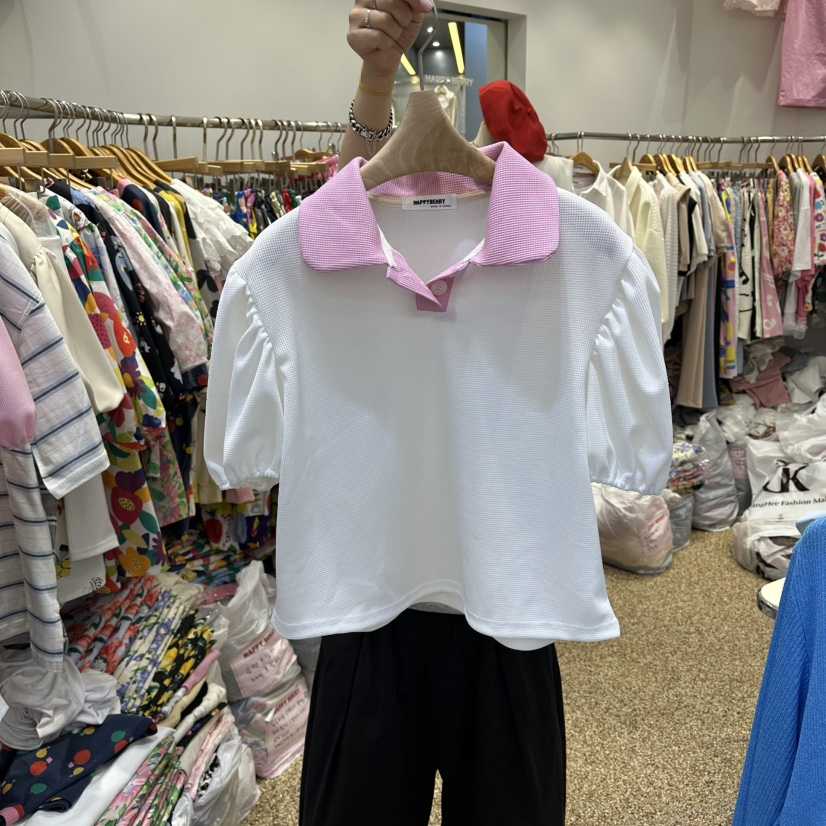 HAPPYBERRY韓國直郵實拍女士新品人氣熱賣時尚休閑T恤華夫格HAPPYBERRYT恤