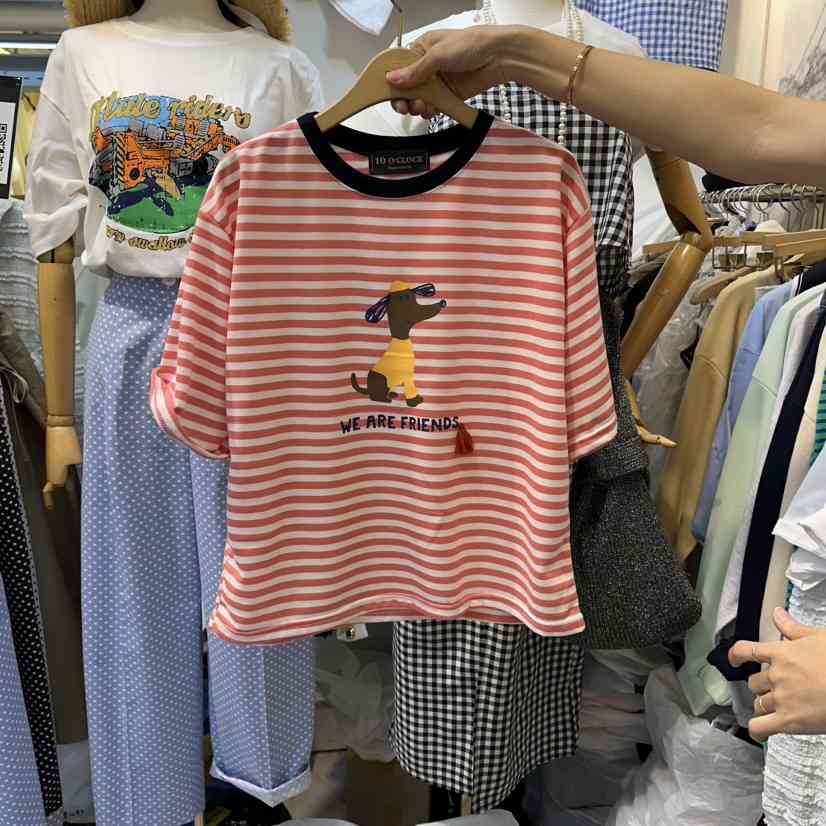 BUTTU/10 OCLOCK韓國東大門直郵女士新款熱賣休閑T恤狗狗BUTTU/10 OCLOCKT恤