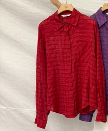 ME MO韓國直郵女裝新款熱賣時尚襯衫蕾絲衫不含內搭格紋ME MO襯衫/蕾絲衫