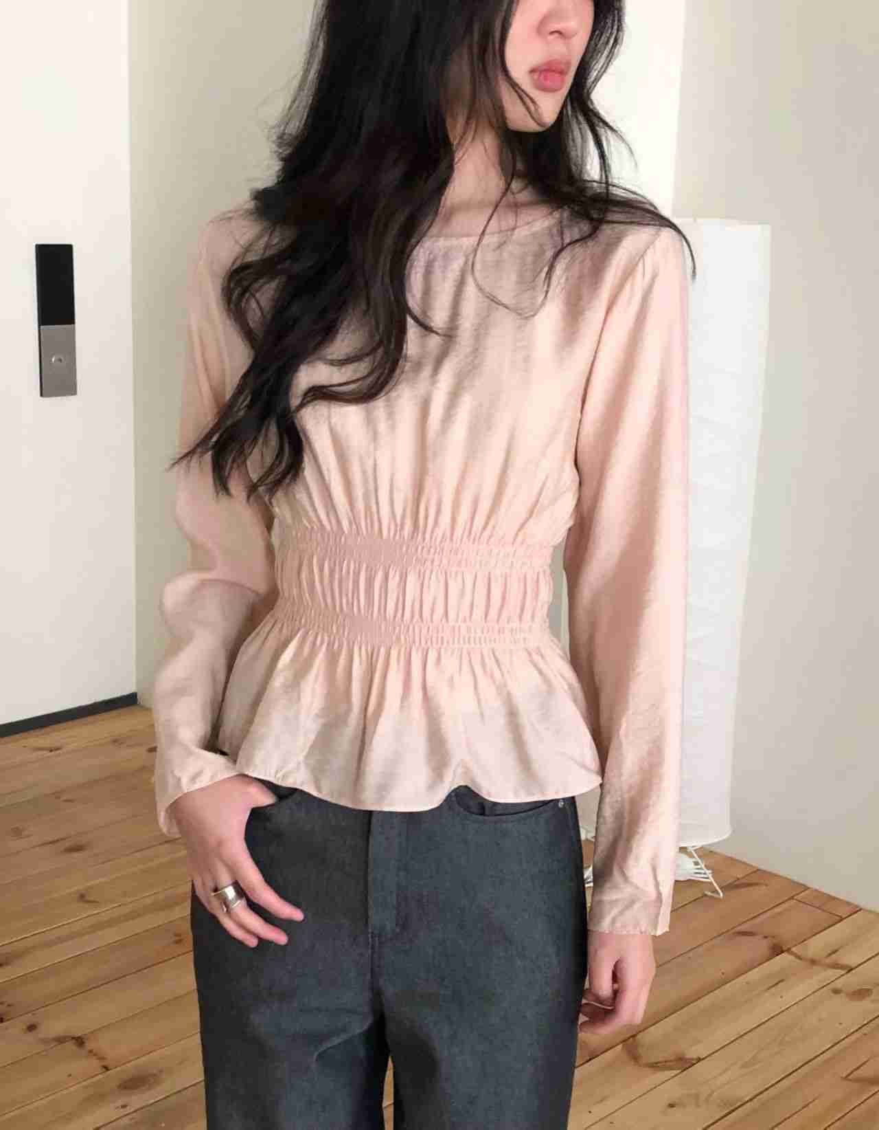 WEATHER韓國直郵女裝新品真品26春夏熱賣人氣襯衫蕾絲衫褶皺GOBSLMURI-ot襯衫/蕾絲衫