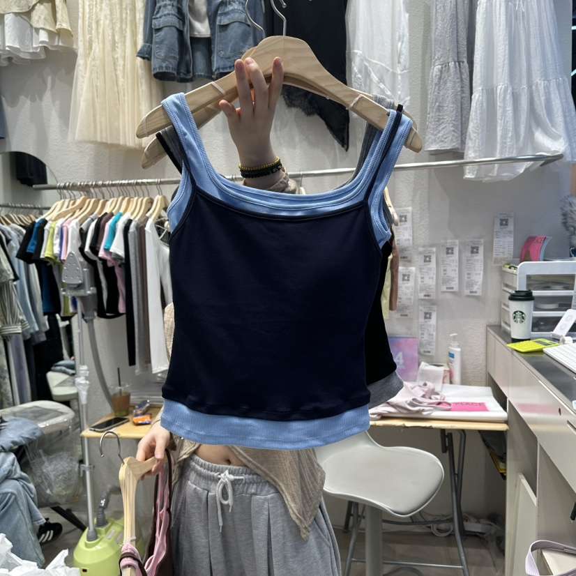 HOT PLACE/DREAM GIRIS/HOT ISSUE韓國直郵女士新品人氣吊帶背心假兩件HOT PLACE/DREAM GIRIS/HOT ISSUE吊帶/背心