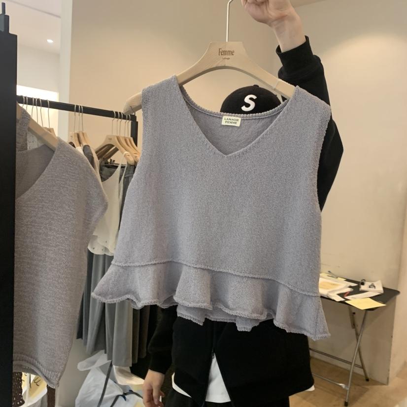 LA MAGIE FEMME東大門實拍女士新款真品吊帶背心荷葉邊Lamagie Femme吊帶/背心