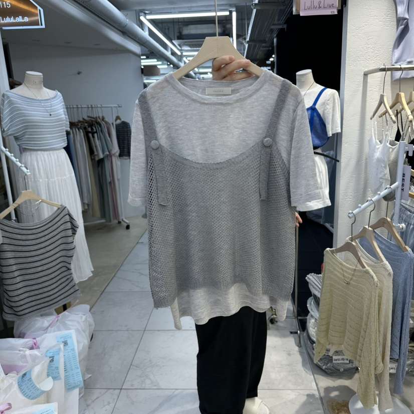 FLYFLY/LULULALLA/LIVE韓國直郵女裝新款休閑針織衫假兩件FLYFLY/LULULALLA/LIVE針織衫