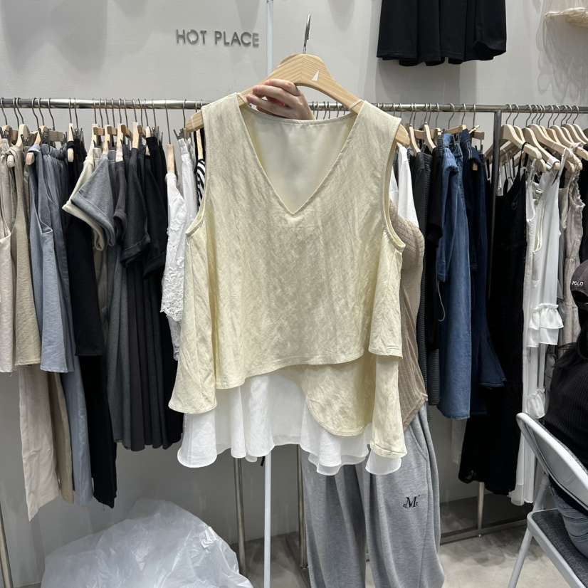 HOT PLACE/DREAM GIRIS/HOT ISSUE韓國直郵女士新品休閑吊帶背心假兩件HOT PLACE/DREAM GIRIS/HOT ISSUE吊帶/背心