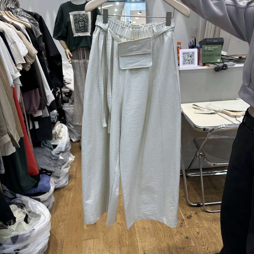 THE MOST-Q韓國直郵女士新款推薦職業26春夏長裙口袋腰帶THE MOST長裙