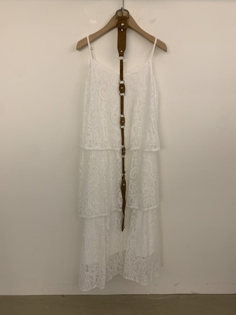 UNDER KEY韓國東大門代購女裝新款休閑連衣裙含腰帶蕾絲UNDER KEY連衣裙