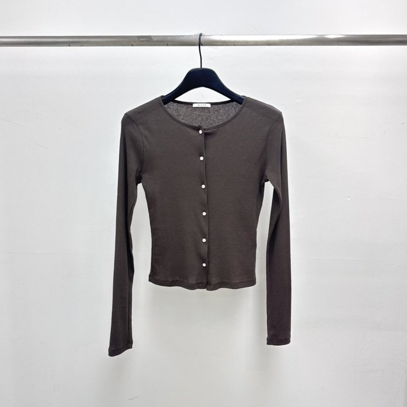 RIVER韓國直郵實拍女裝新款推薦休閑時尚長袖T恤棉質開衫WATER/RIVER長袖T恤