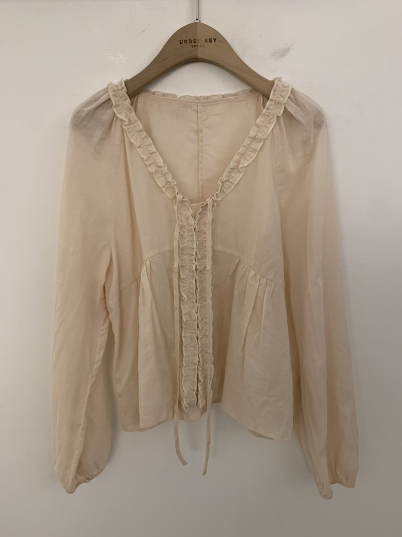 UNDER KEY韓國東大門直郵女士新款時尚襯衫蕾絲衫亞麻布UNDER KEY襯衫/蕾絲衫