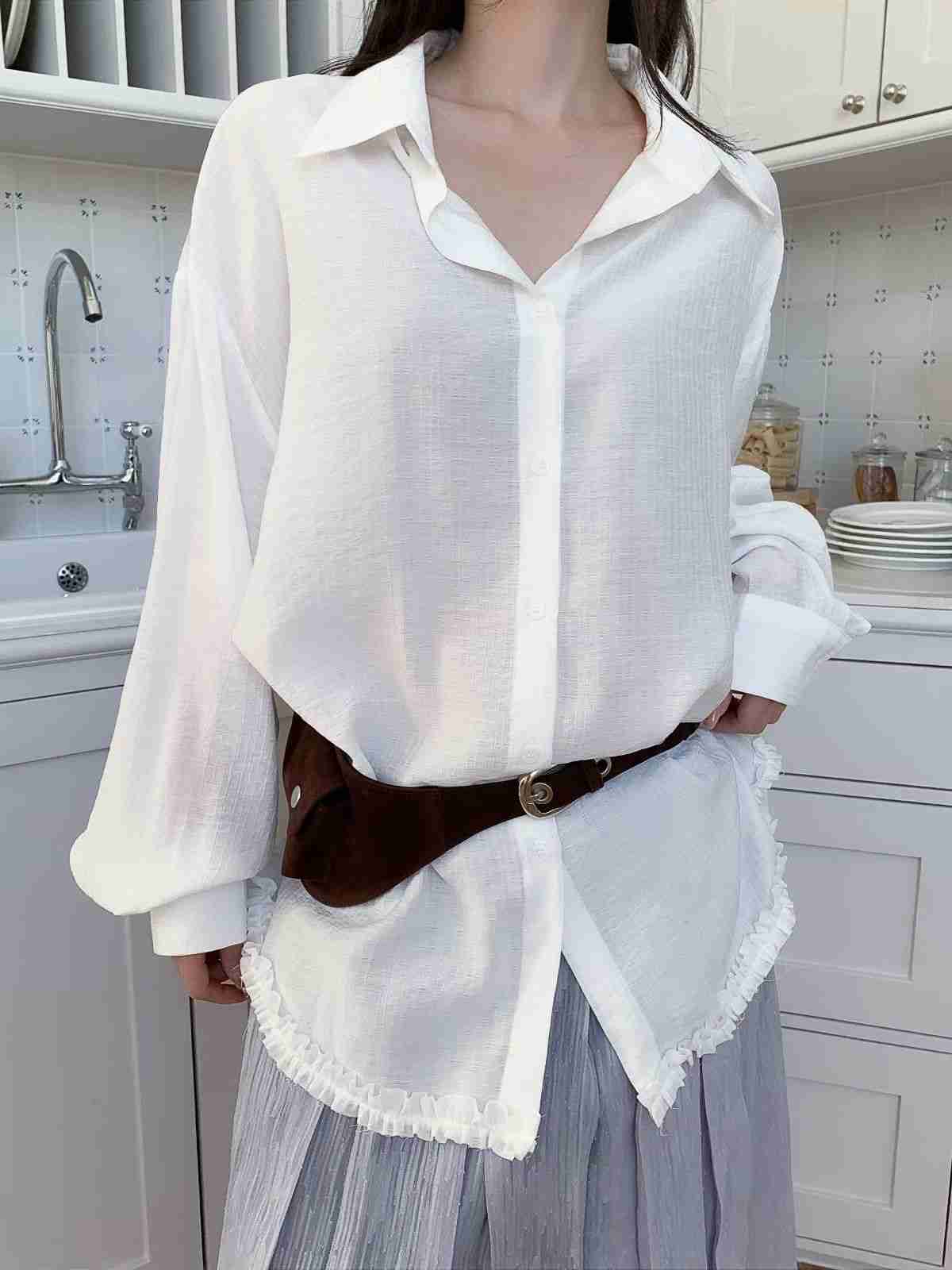 PEETS韓國東大門代購女士新款時尚推薦襯衫蕾絲衫不含腰包PEETS襯衫/蕾絲衫