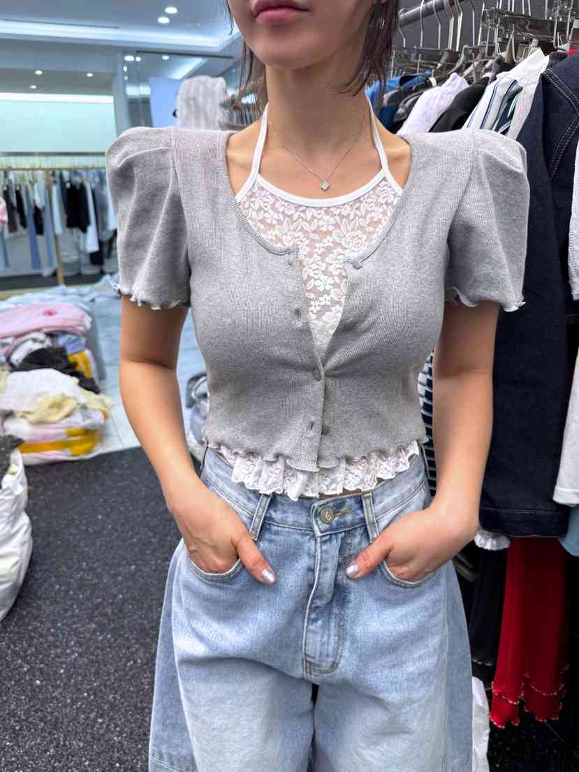 AB東大門實拍女裝新款人氣真品推薦26春夏時尚針織衫假兩件AB針織衫