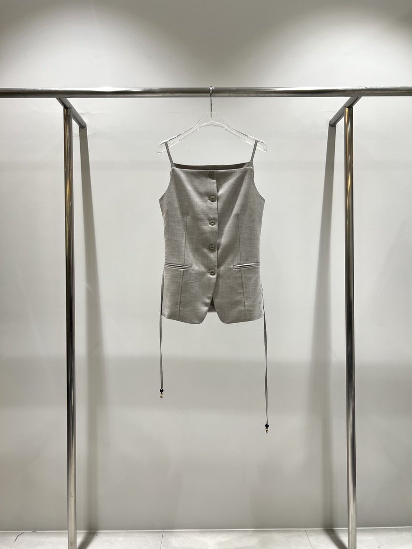 CESTLAVIE韓國東大門直郵女裝新款26春夏熱賣馬甲含腰繩亞麻CESTLAVIE馬甲