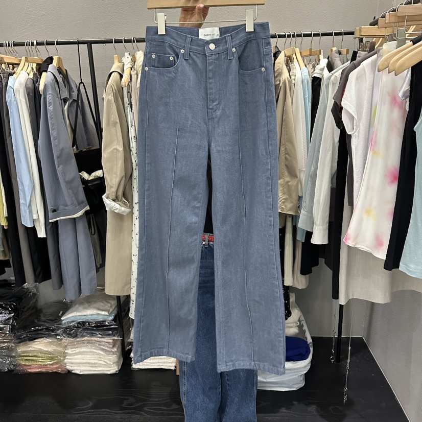 FLAMME TOIT/LUNAMDE韓國直郵實拍女士新款26春夏休閑褲直筒牛仔褶裥FLAMME TOIT/LUNAMDE休閑褲