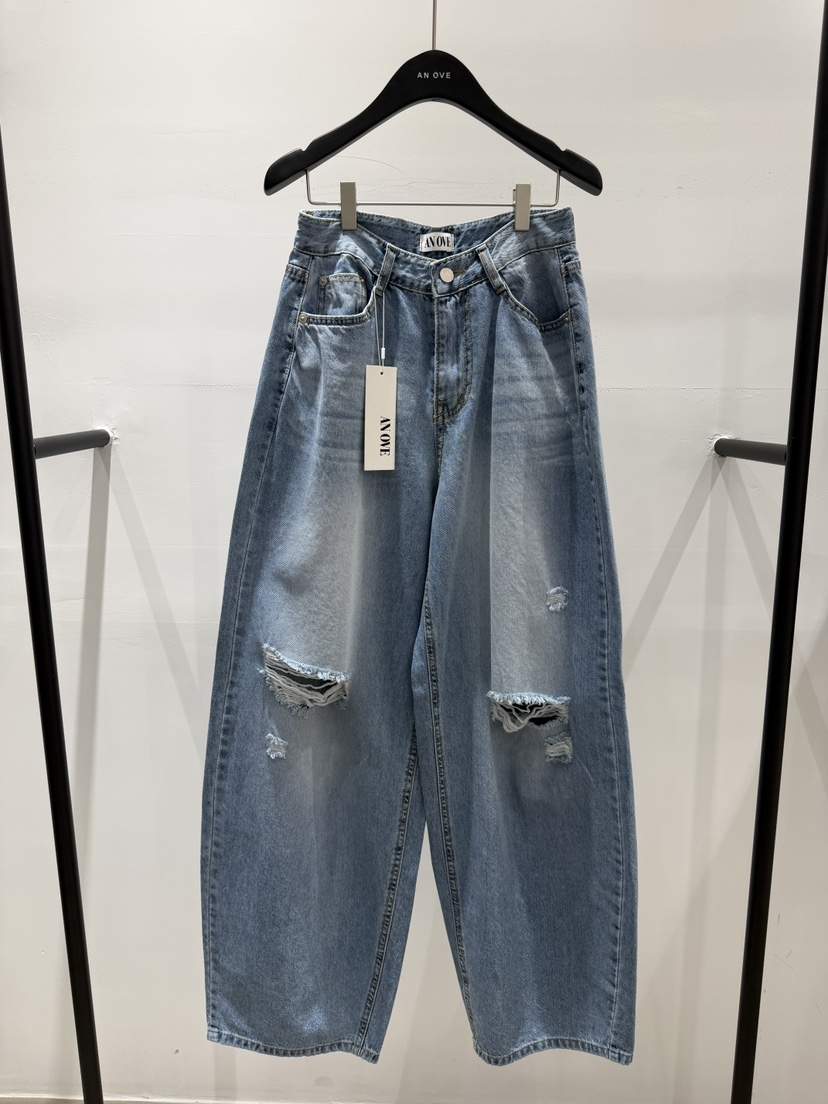 ANOVE韓國代購女士新品熱賣人氣休閑職業時尚26春夏牛仔褲復古ANOVE牛仔褲